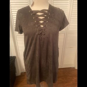 NWT Crush Velvet Olive Green Dress
